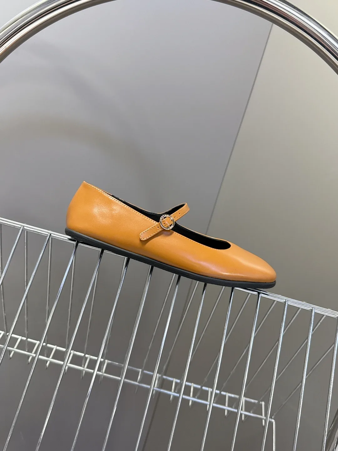 Celine Calfskin Mary Jane Flats in Tan · view 6