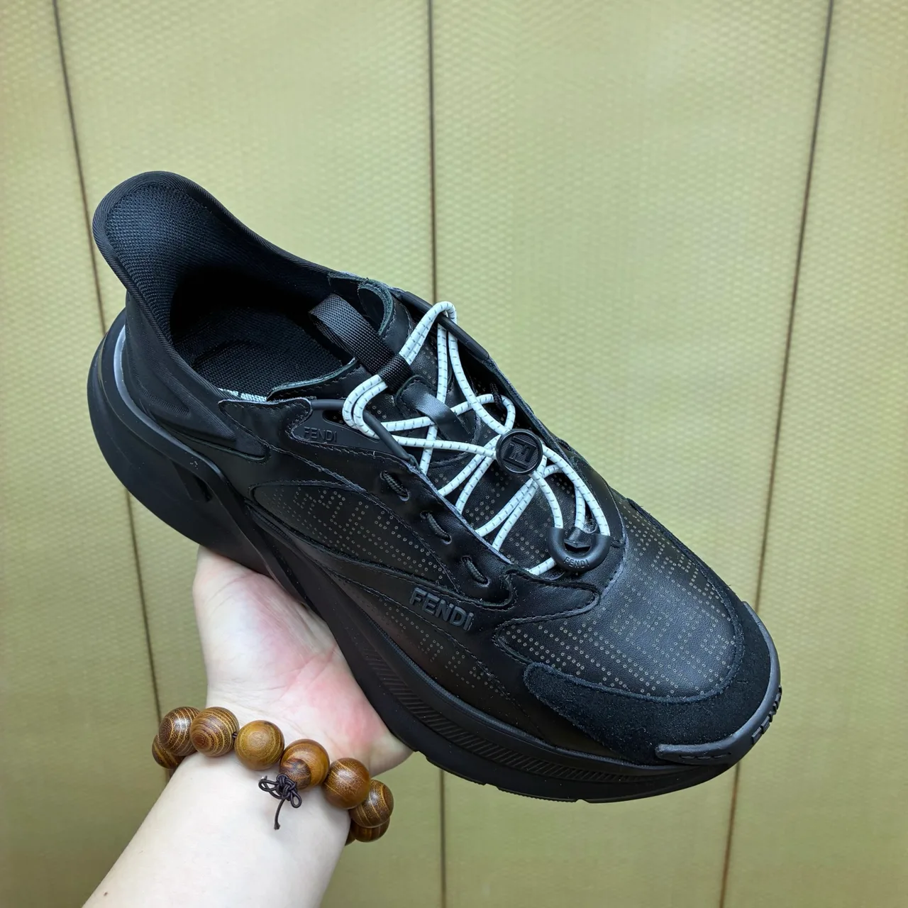 Fendi Round-Toe Sneakers in Black · view 4