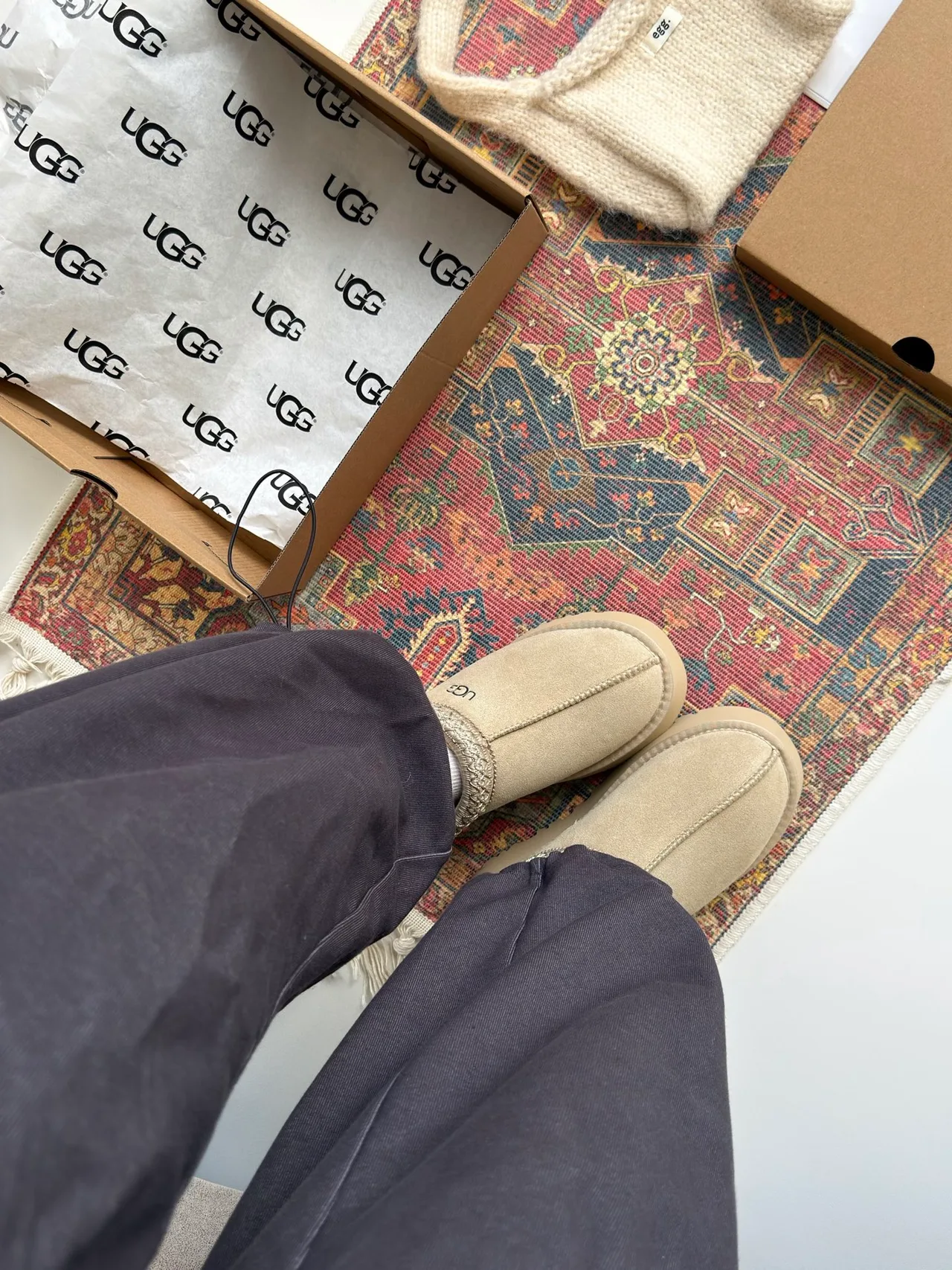 UGG Round-Toe Platform Mules in Beige · view 5