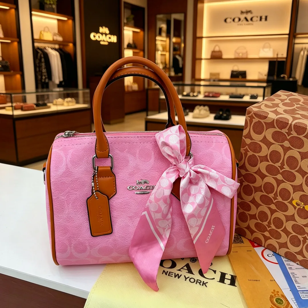 Coach Signature top-handle satchel in Cream / Black / Pink / White / Blue · view 6
