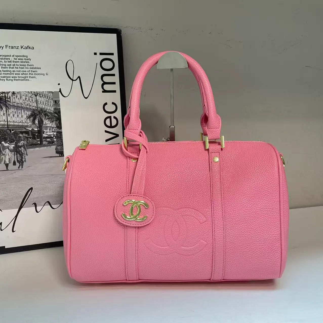 Chanel Pillow CC bowling handbag in Blue & Pink & Beige & Burgundy & Yellow & Cream & Brown & Black · view 2