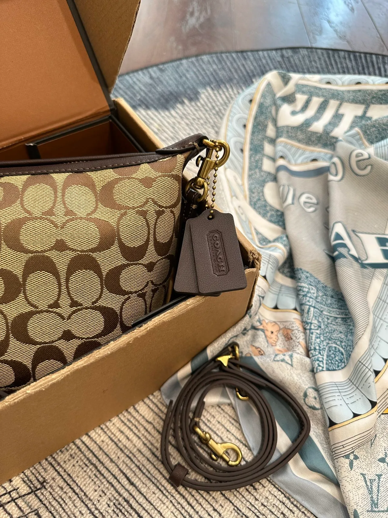 Coach Leather Hobo Bag in Beige · view 5
