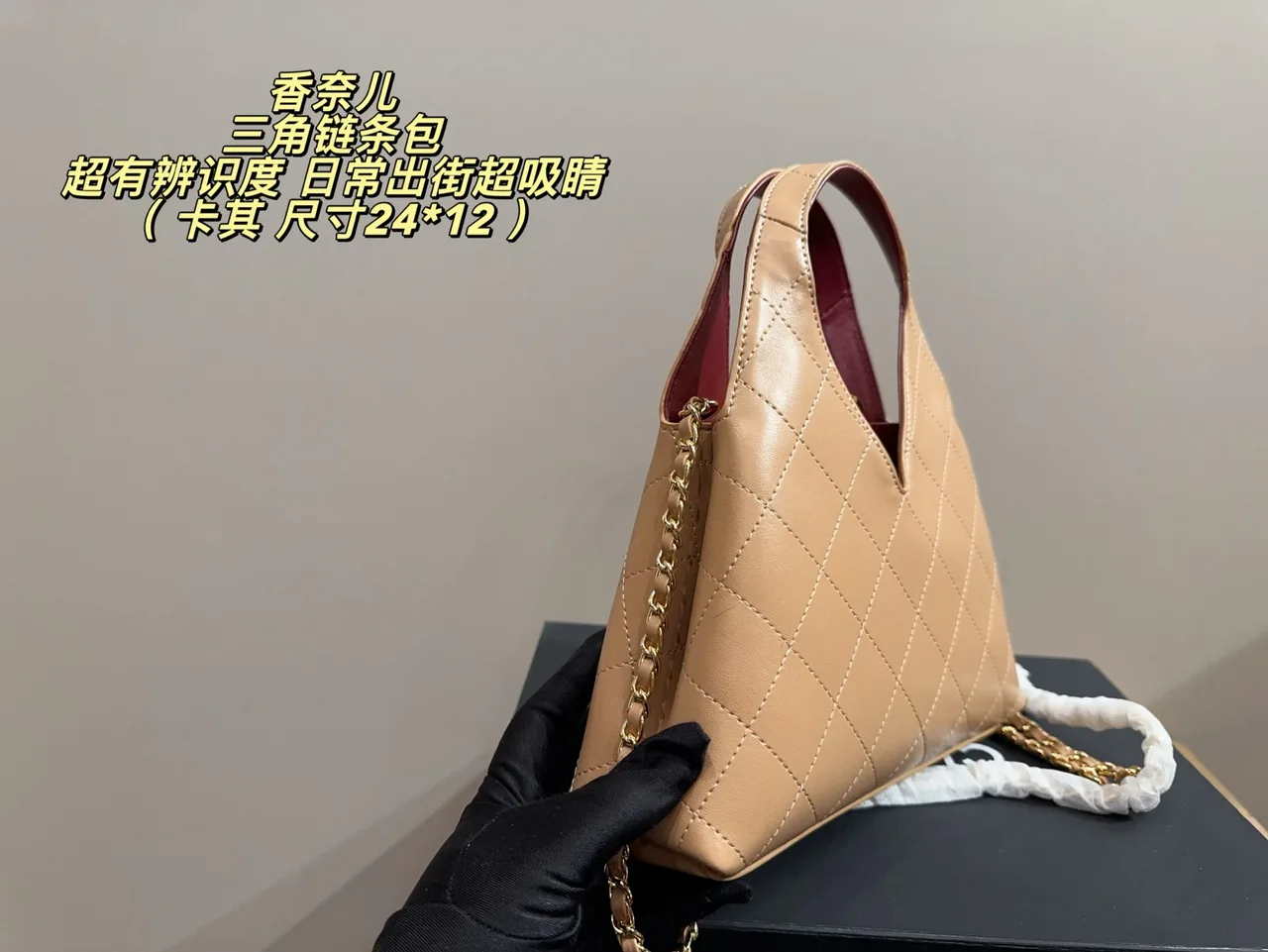 Chanel Quilted Crossbody Bag in Beige · view 5
