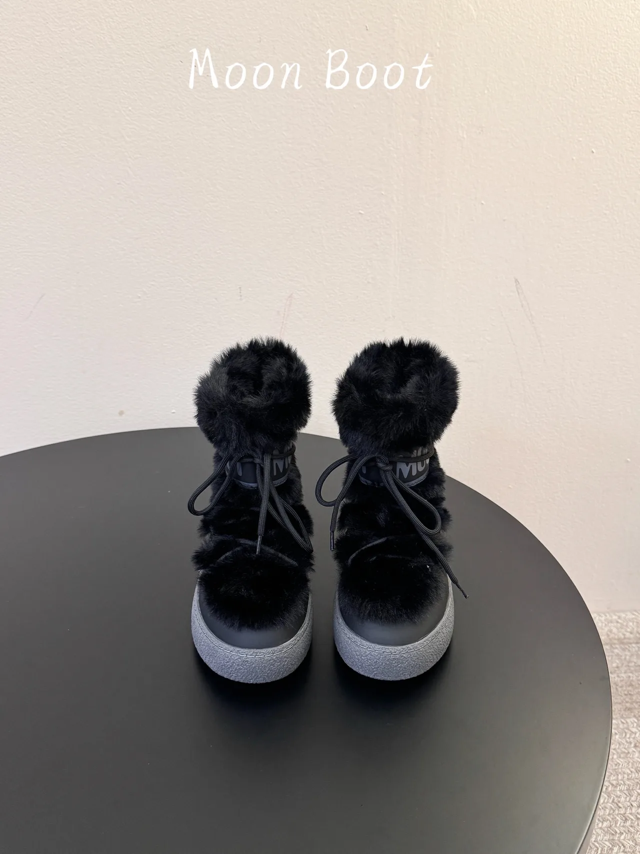 Moon Boot Lace-Up Plush-Cuff Snow Boots in Black · view 1