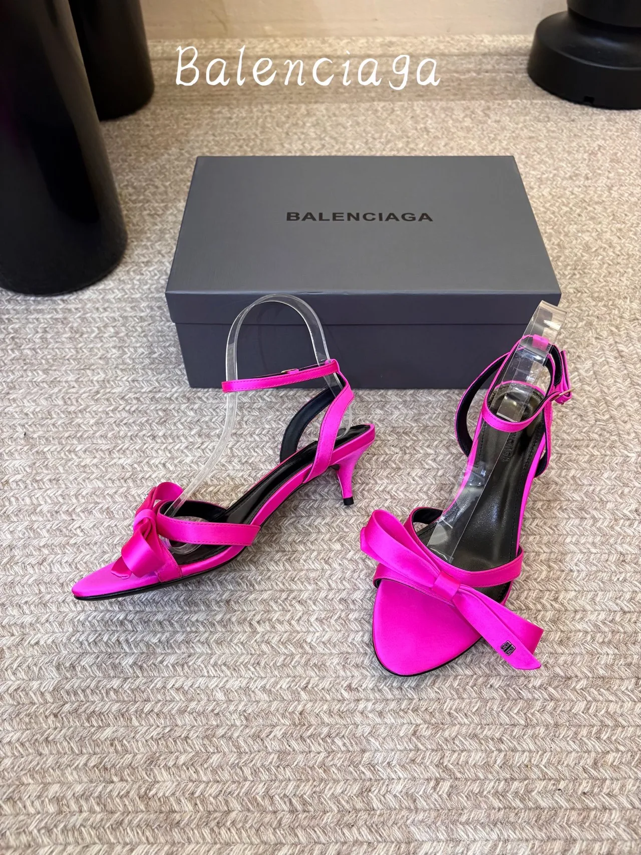 Balenciaga Silk Glossy Ankle Strap Sandals in Pink · view 5