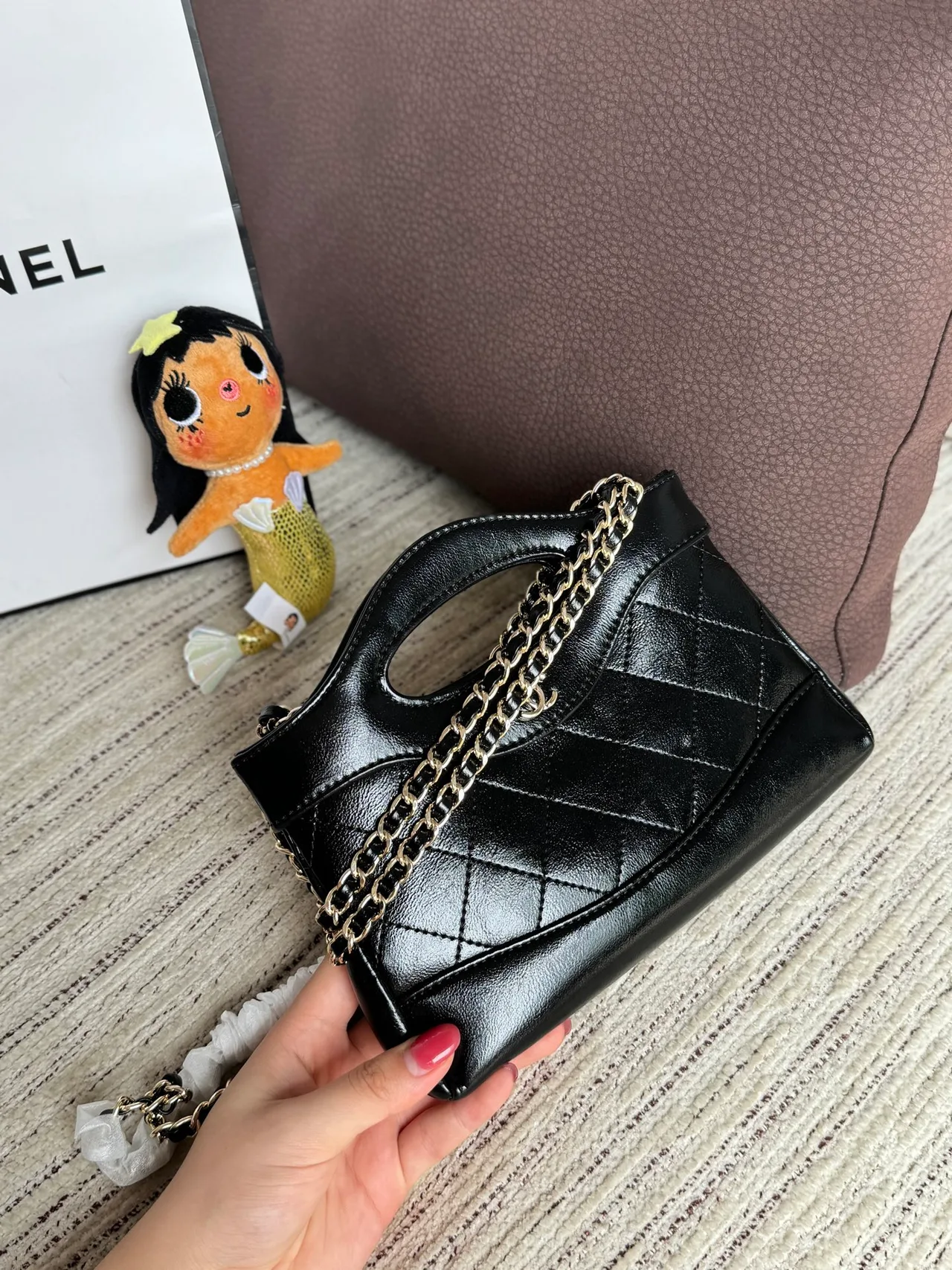 Chanel Quilted Top-Handle Mini Bag in Black · view 4