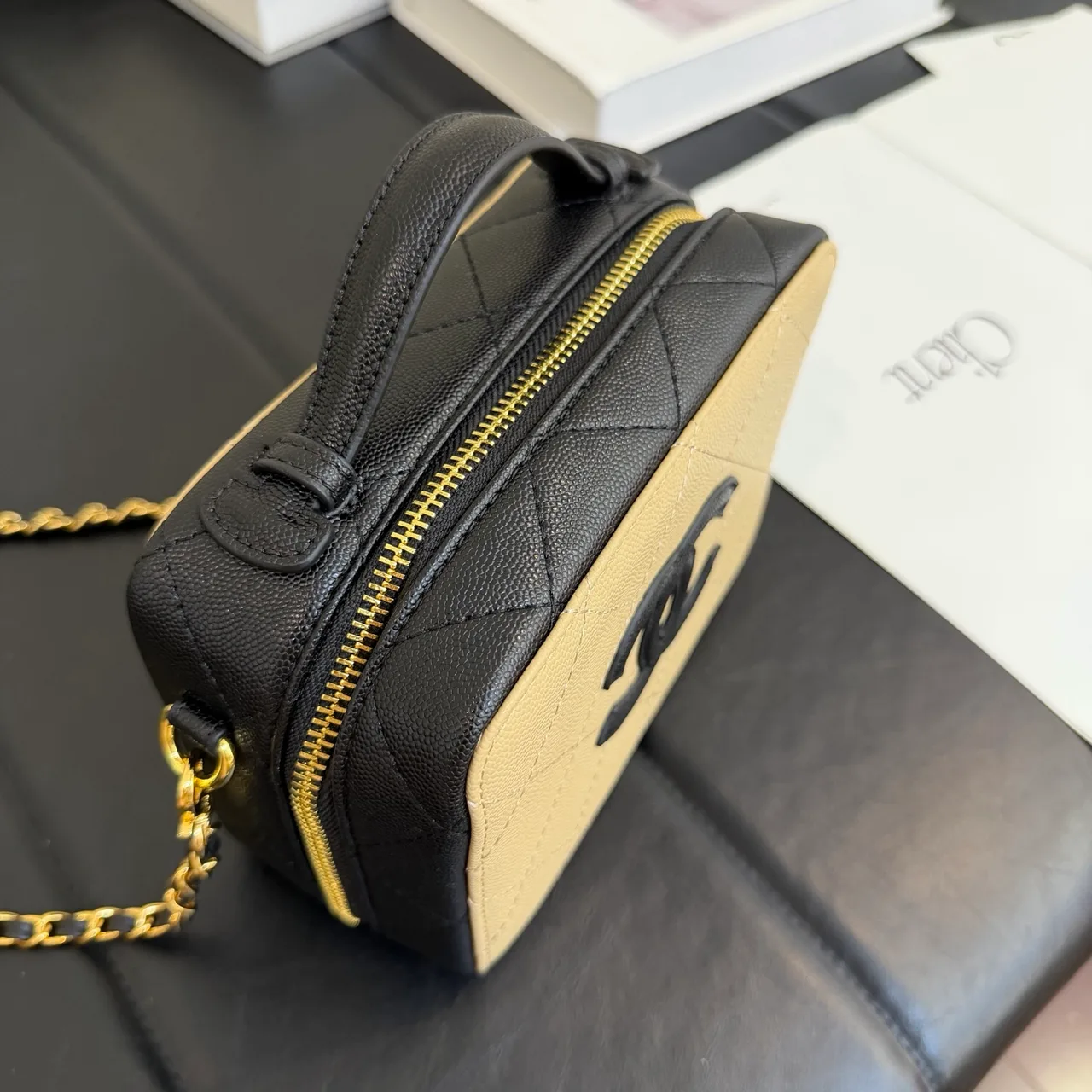 Chanel Quilted Crossbody Bag in Beige · view 5