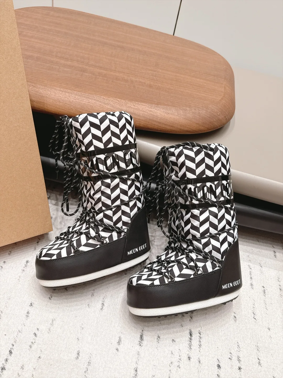 Moon Boot Lace-Up Snow Boots in Black · view 4