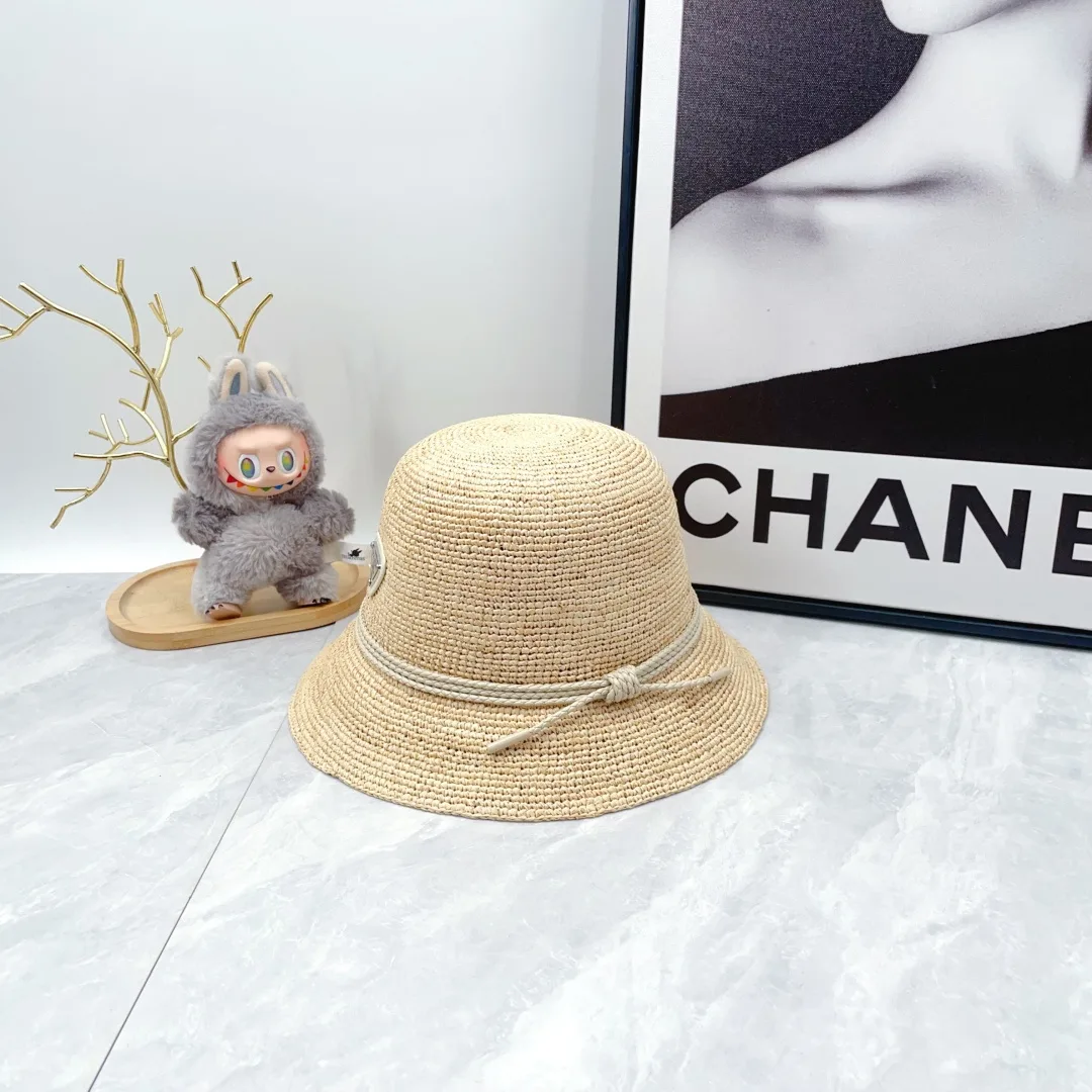 Prada Woven Crochet Bucket Hat in Beige · view 5