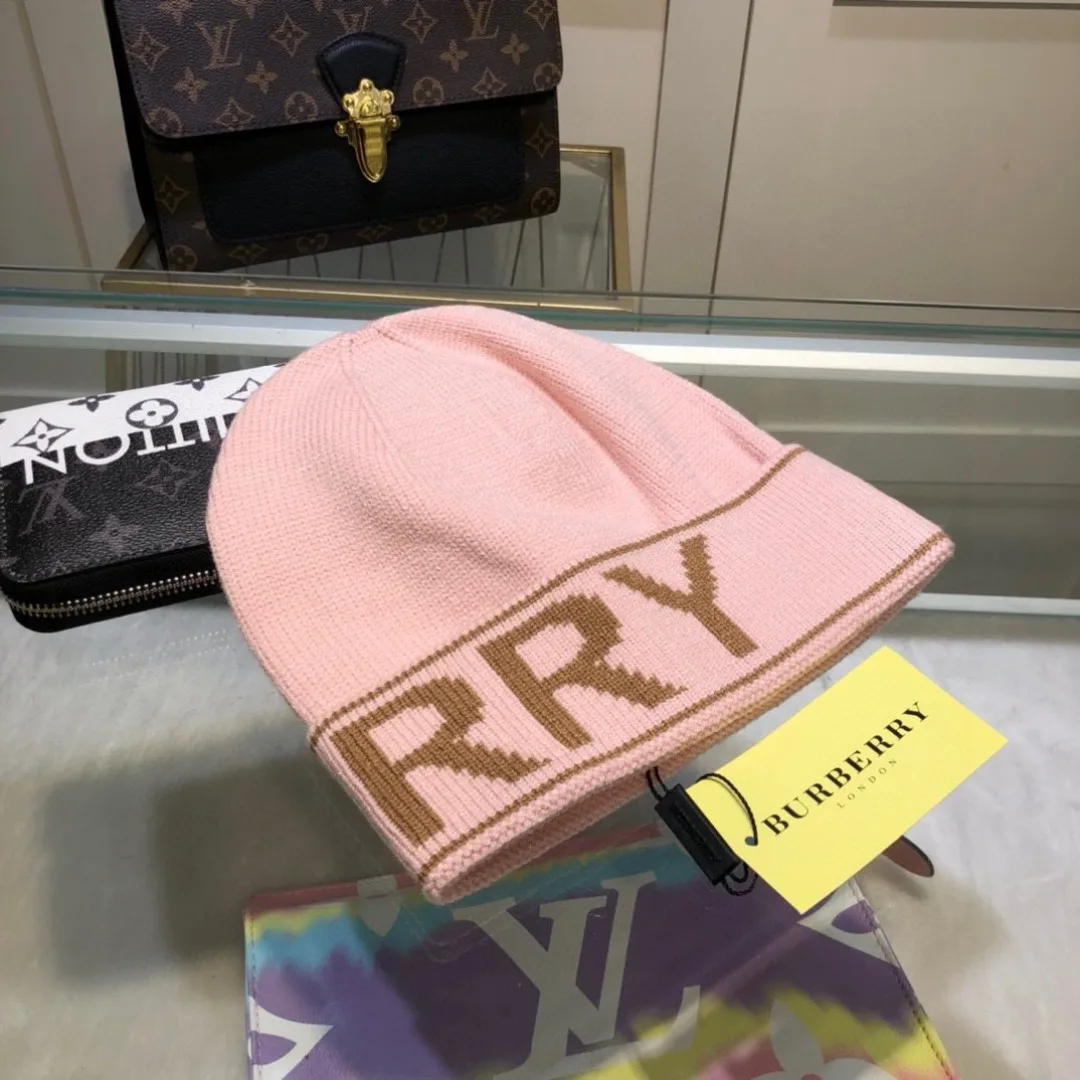 Burberry Lettered Beanie in Blue & Pink & Brown & Grey & Black · view 8