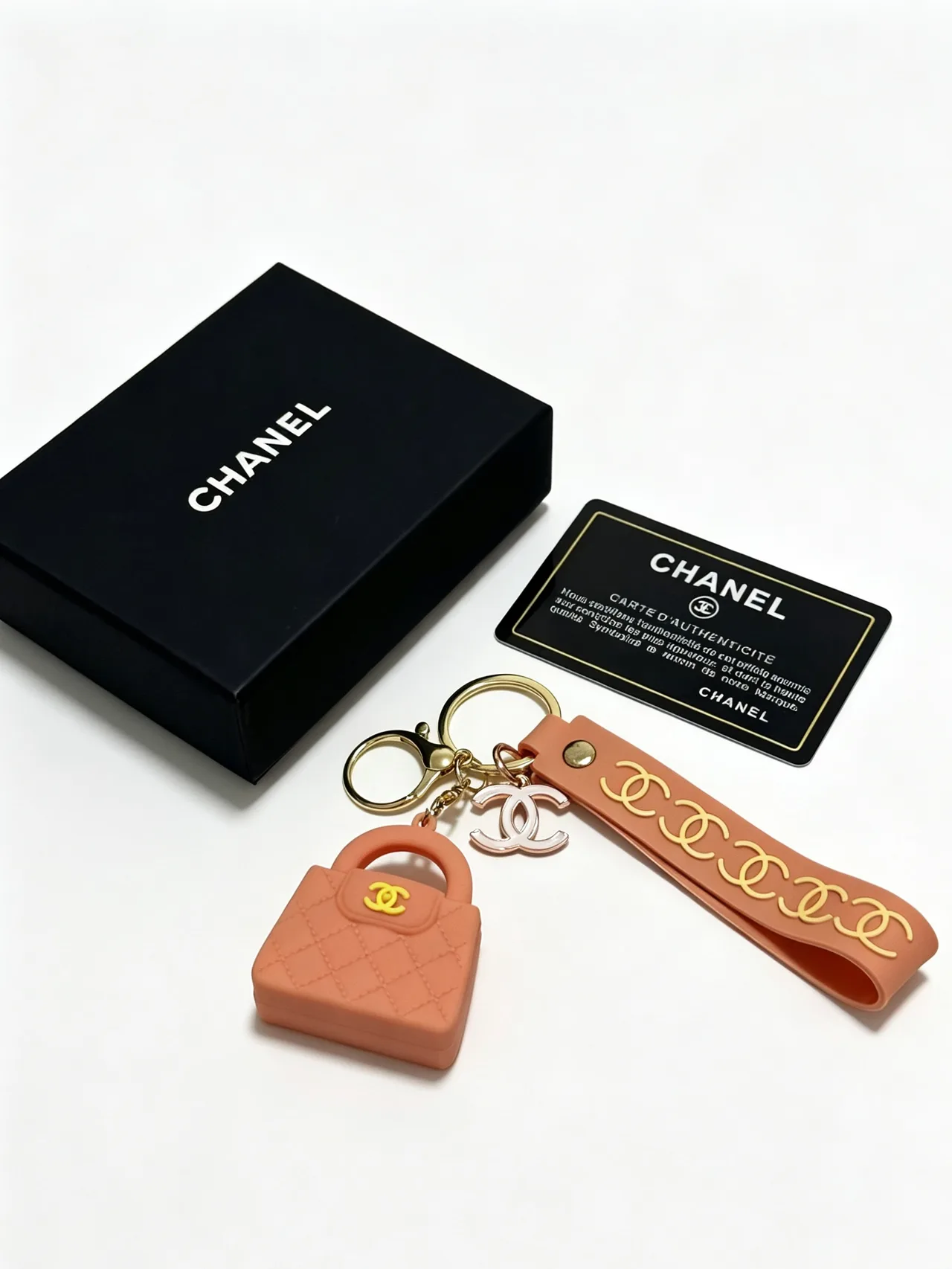 Chanel Quilted Mini Bag Keychain in Pink · view 4