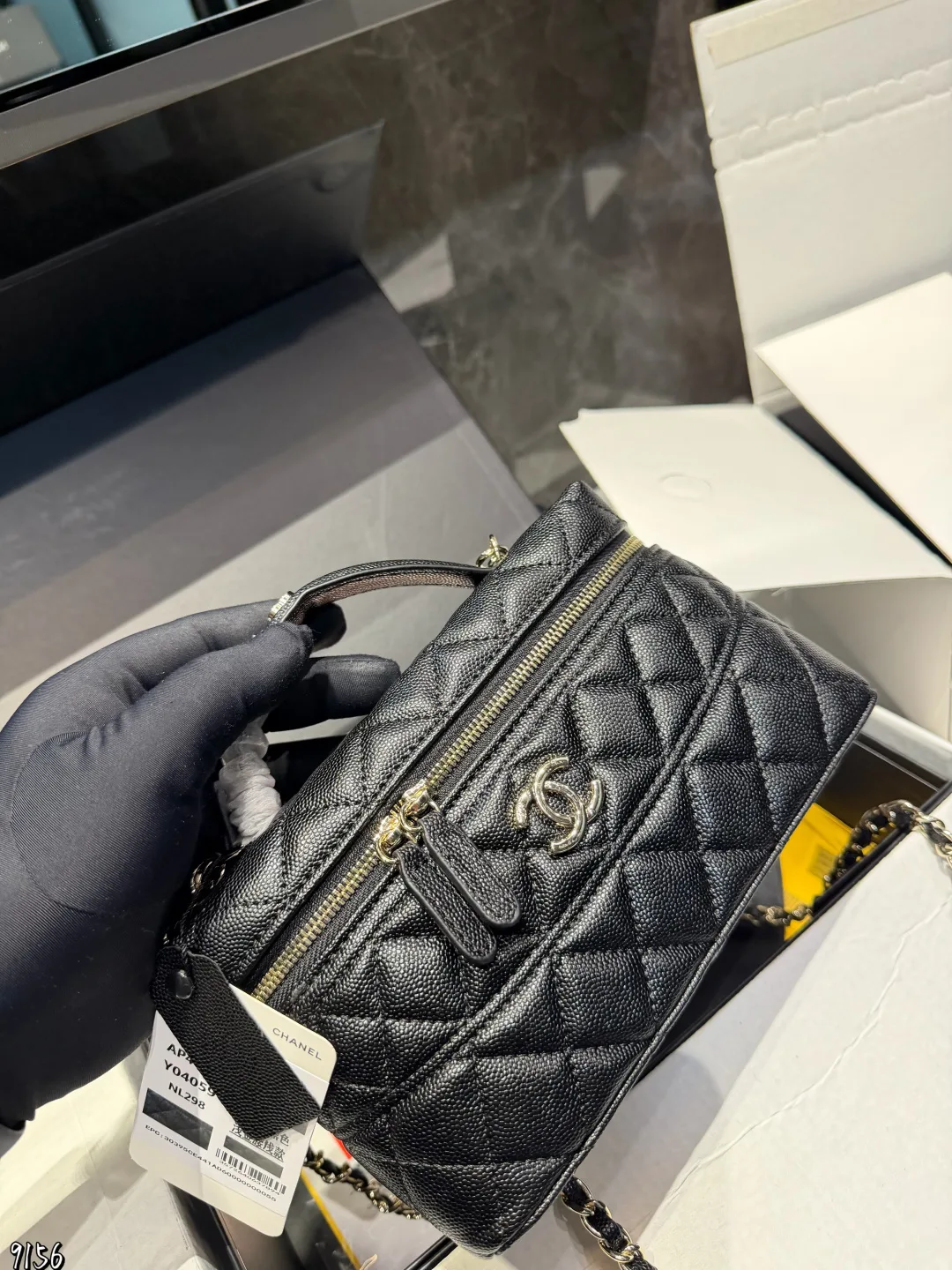 Chanel Top-Handle Vanity Bag in White / Pink / Yellow / Black · view 8