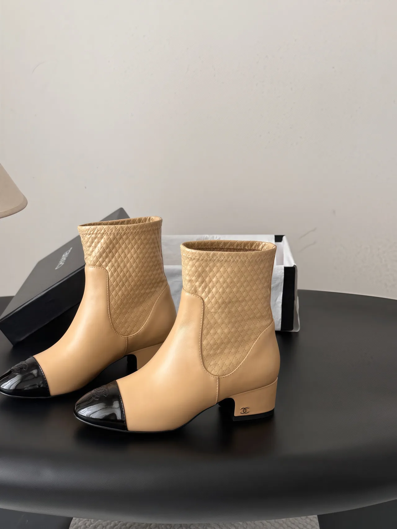 Chanel Cowhide Boots in Beige · view 2