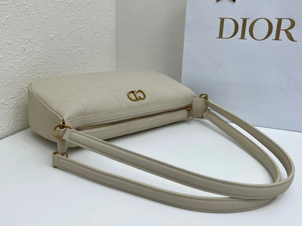 Dior Quilted Hobo Bag in Cream · view 5