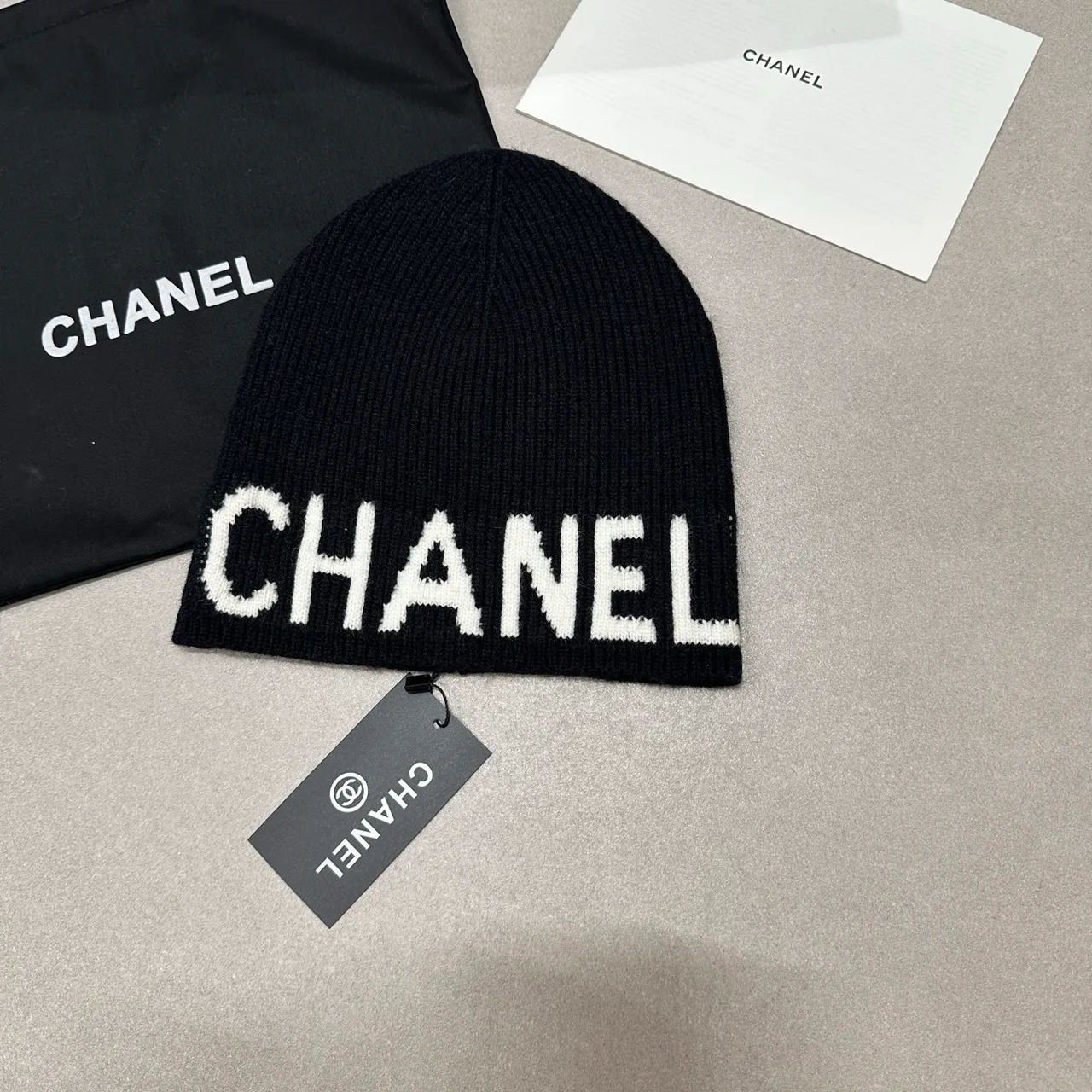 Chanel Letter Beanie in Black & White · view 1