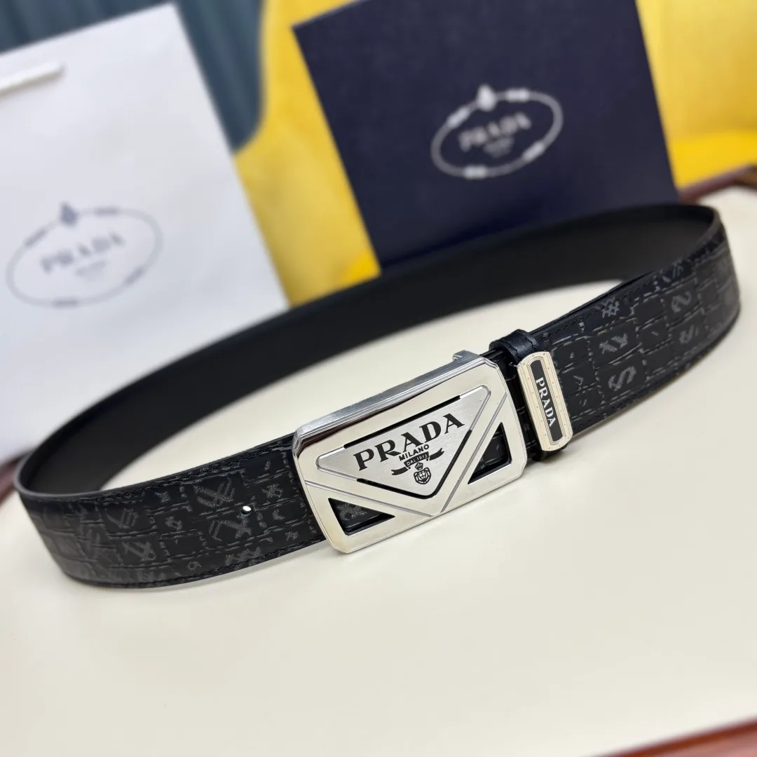 Prada Triangle Buckle Belt in Black · view 4