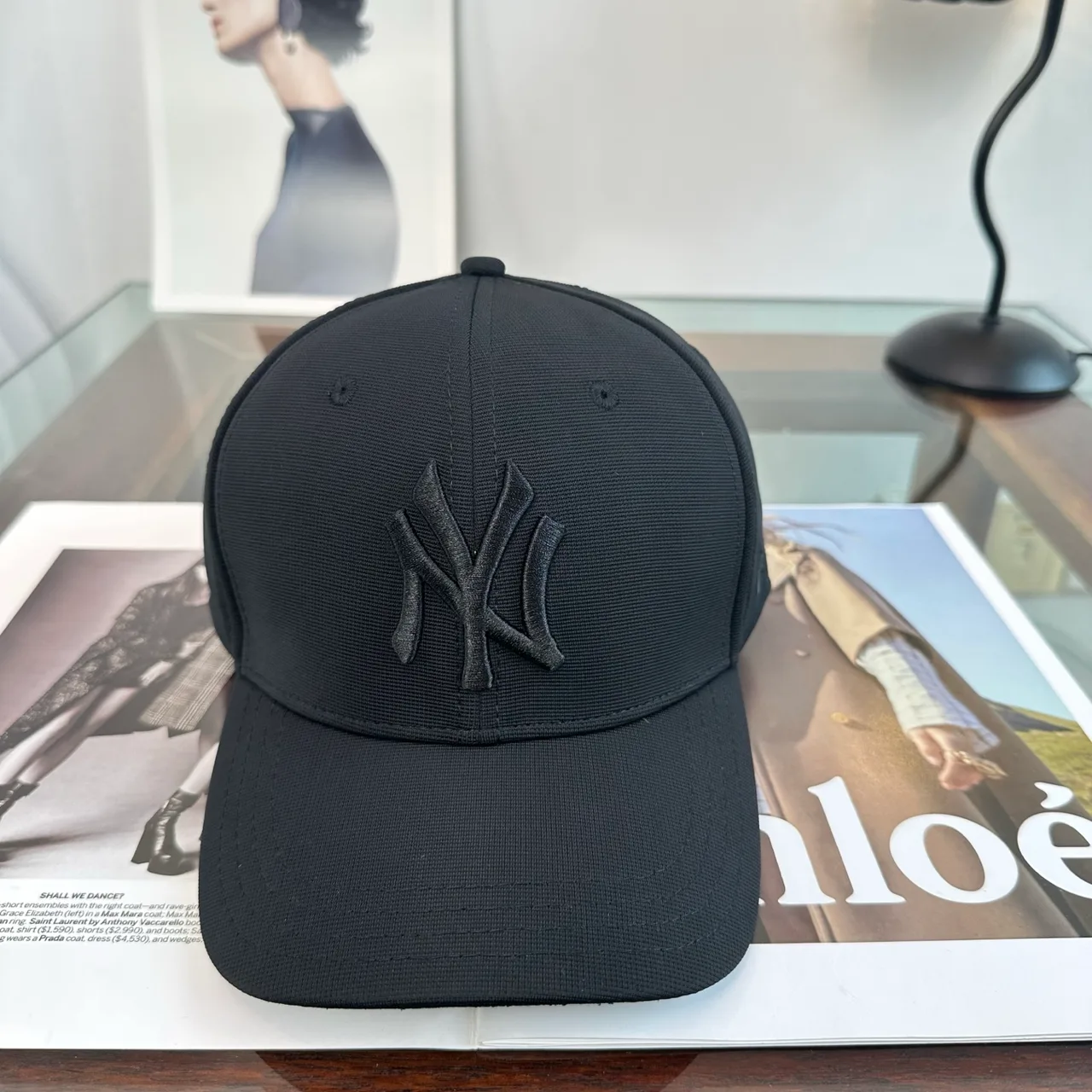 New Era NY Baseball Cap in Black & White & Beige · view 1