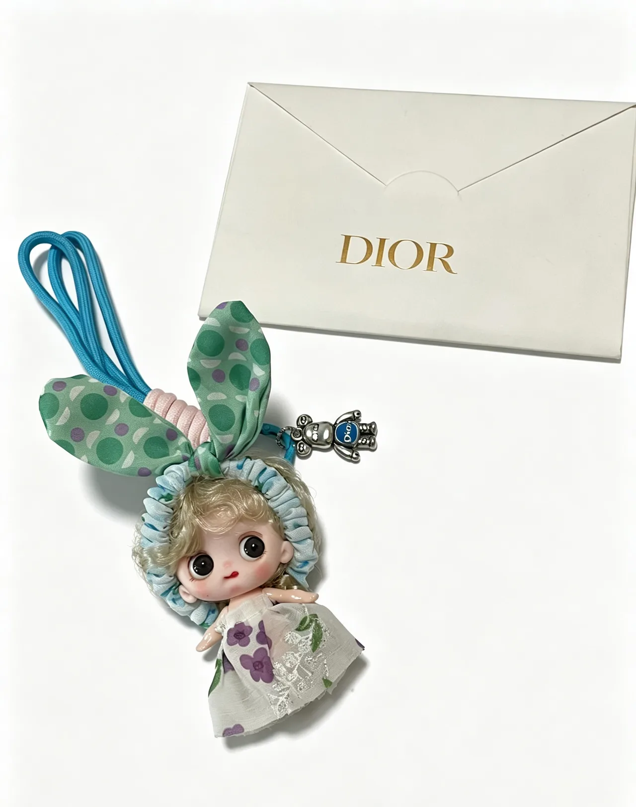 Dior Bunny Doll Bag Charm in Green · view 1