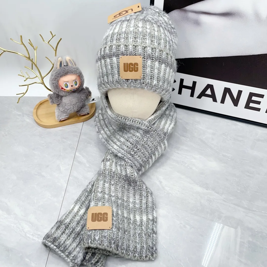 UGG Hat and Scarf Set in Grey / Blue / White / Pink / Burgundy · view 1