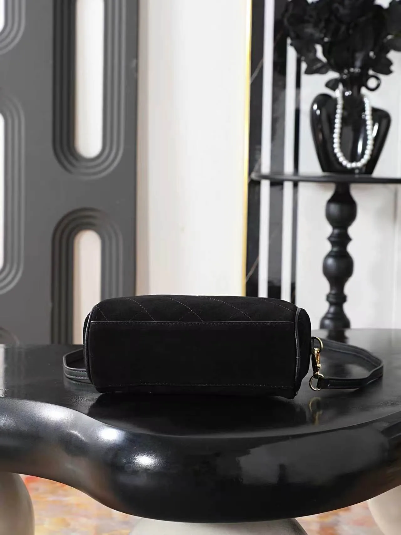 Chanel Quilted Glossy Crossbody Bag in Black · view 4