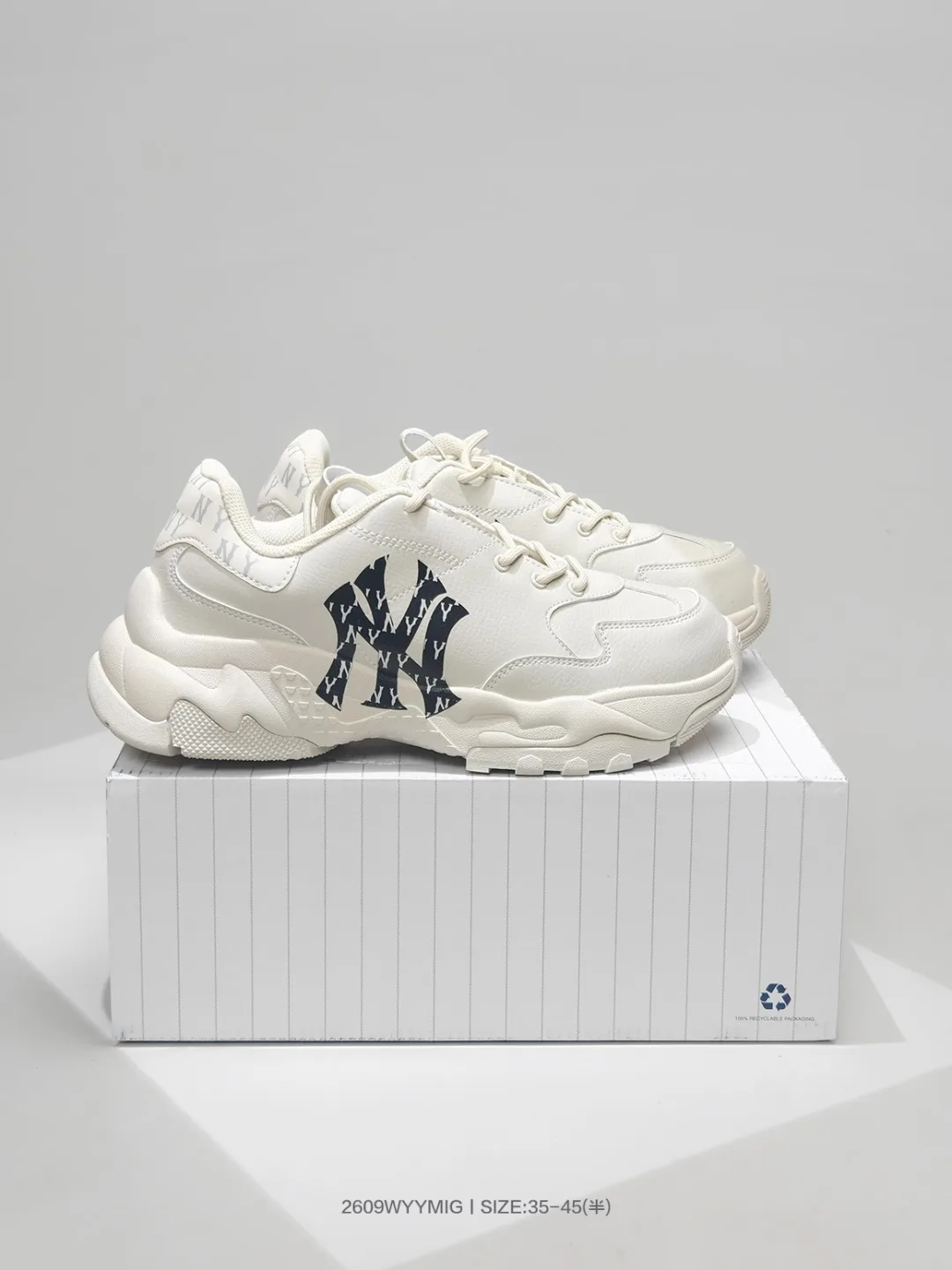 NY and LA Letter Chunky Sneakers in White & Black · view 7