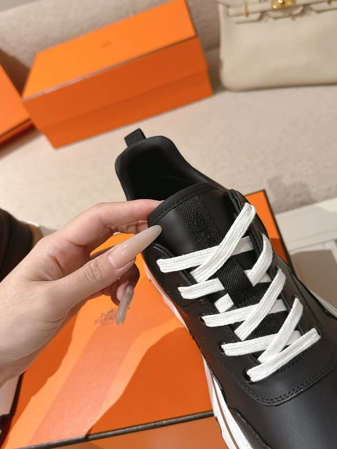 Hermes Calfskin Sneakers in Black · view 6