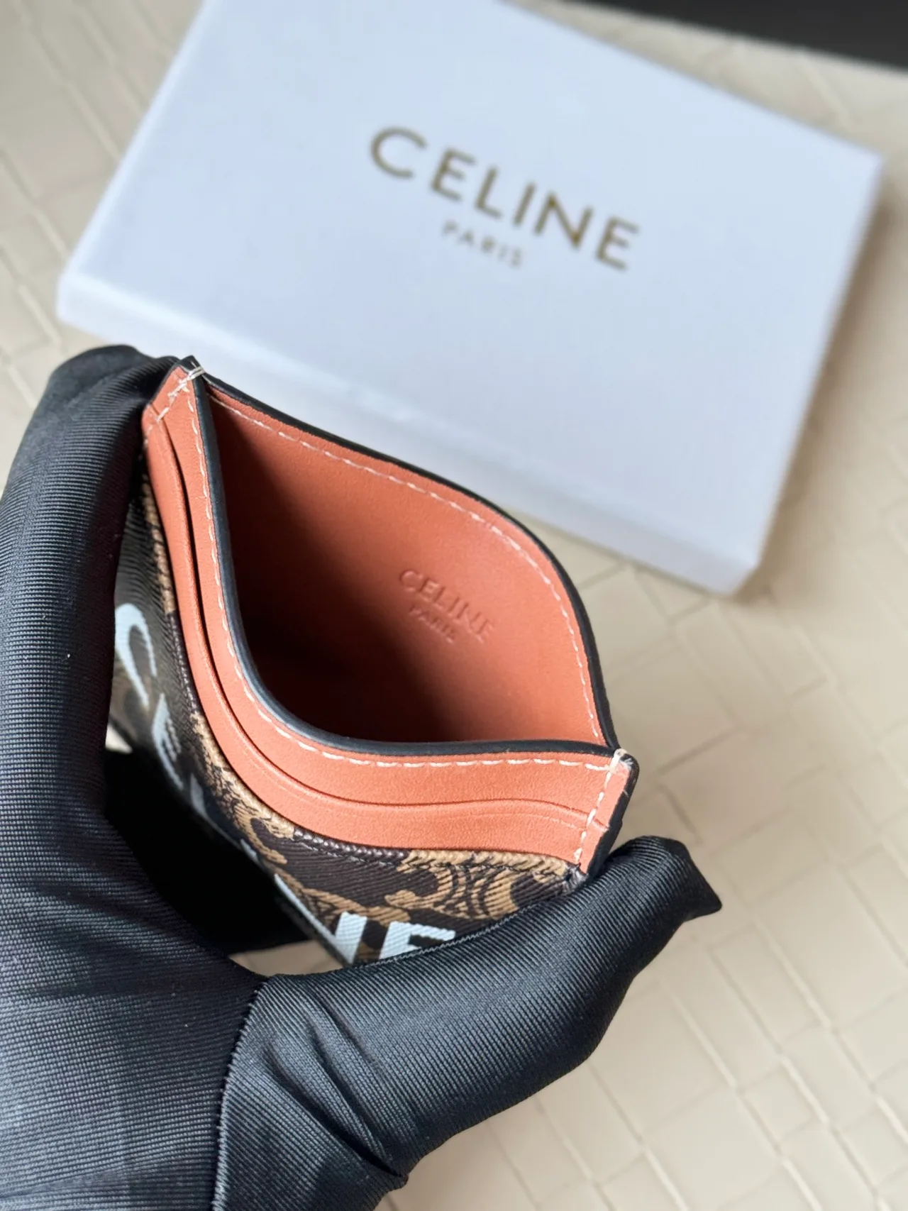 Celine Smooth Cardholder in Brown · view 6