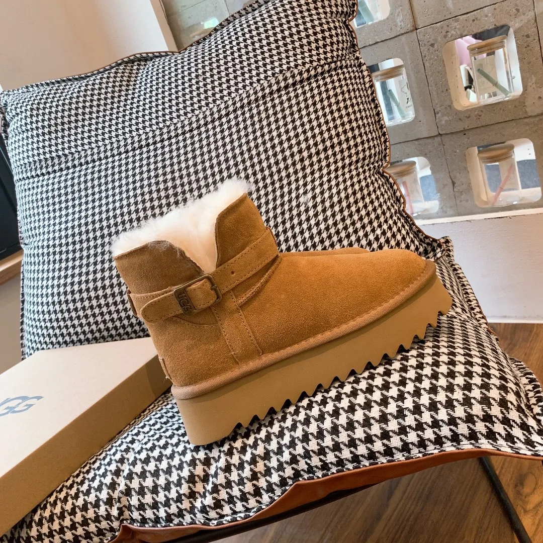 UGG Cowhide Wool Suede-Look Boots in Tan · view 6