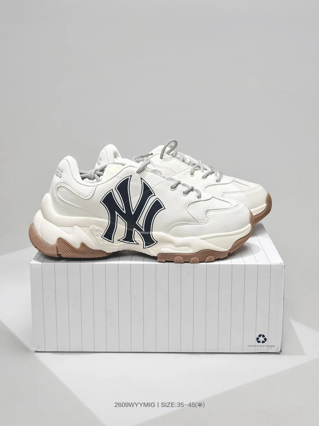 NY and LA Letter Chunky Sneakers in White & Black · view 3