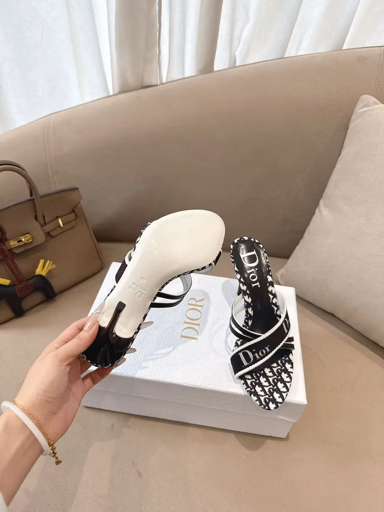 Dior Sheepskin Pointed-Toe Mules in Black · view 8