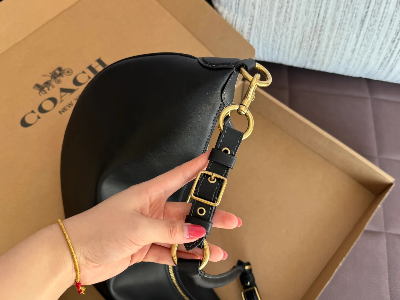 Coach Smooth Shoulder Bag in Black · view 5