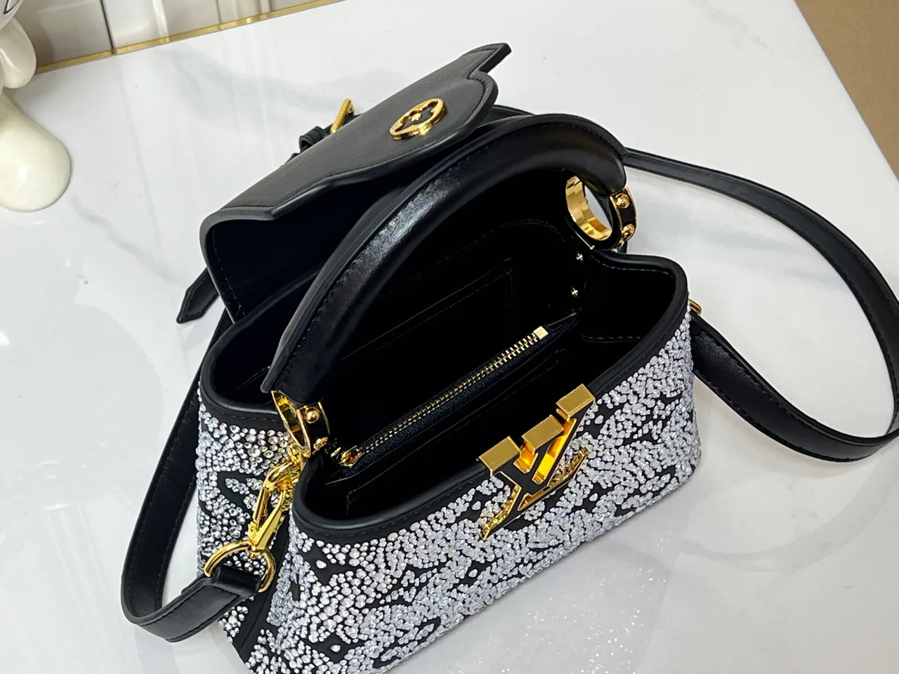 Louis Vuitton Cowhide Top-Handle Bag in Black · view 8