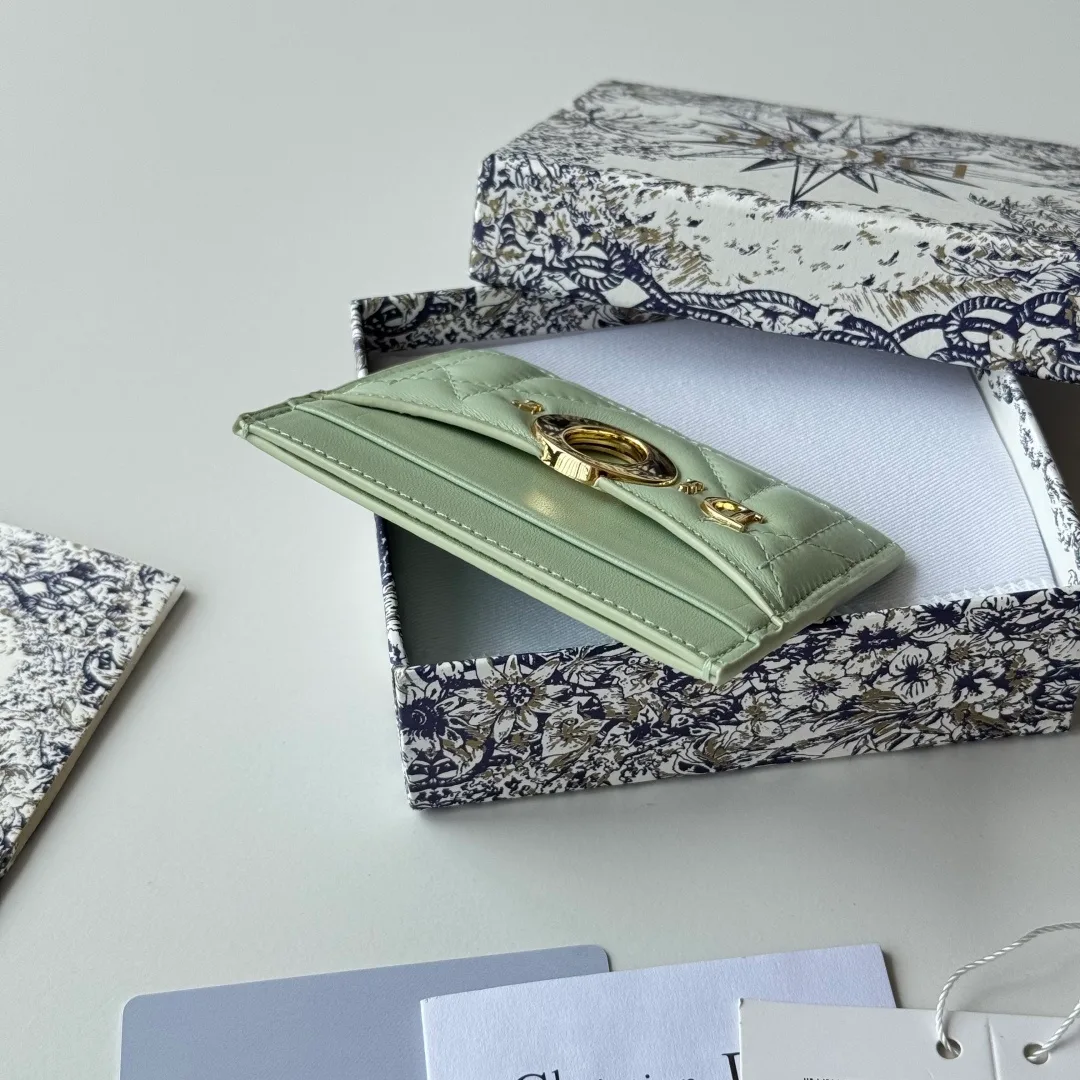 Dior Lambskin Quilted Cardholder in Green · view 5