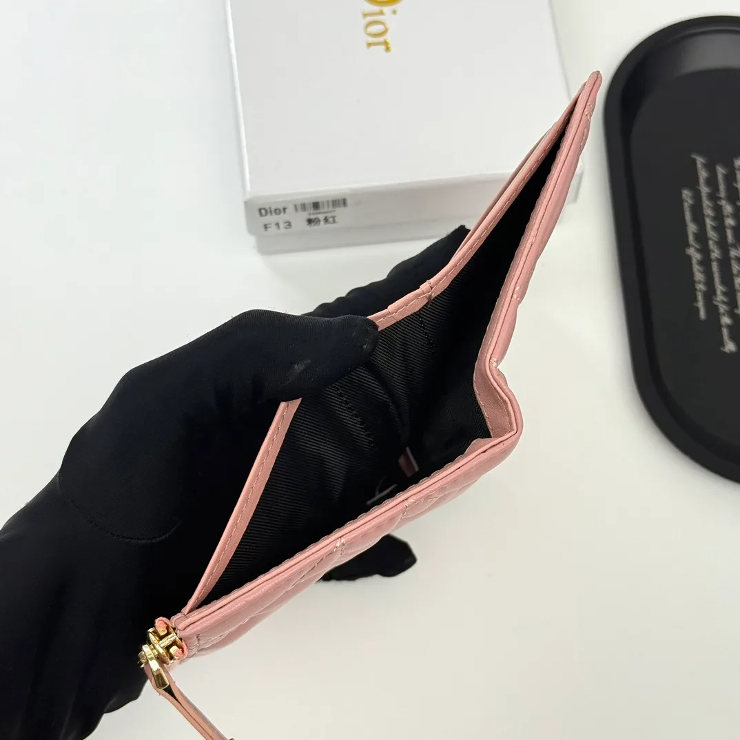 Dior Lambskin Quilted Wallet in Pink · view 8