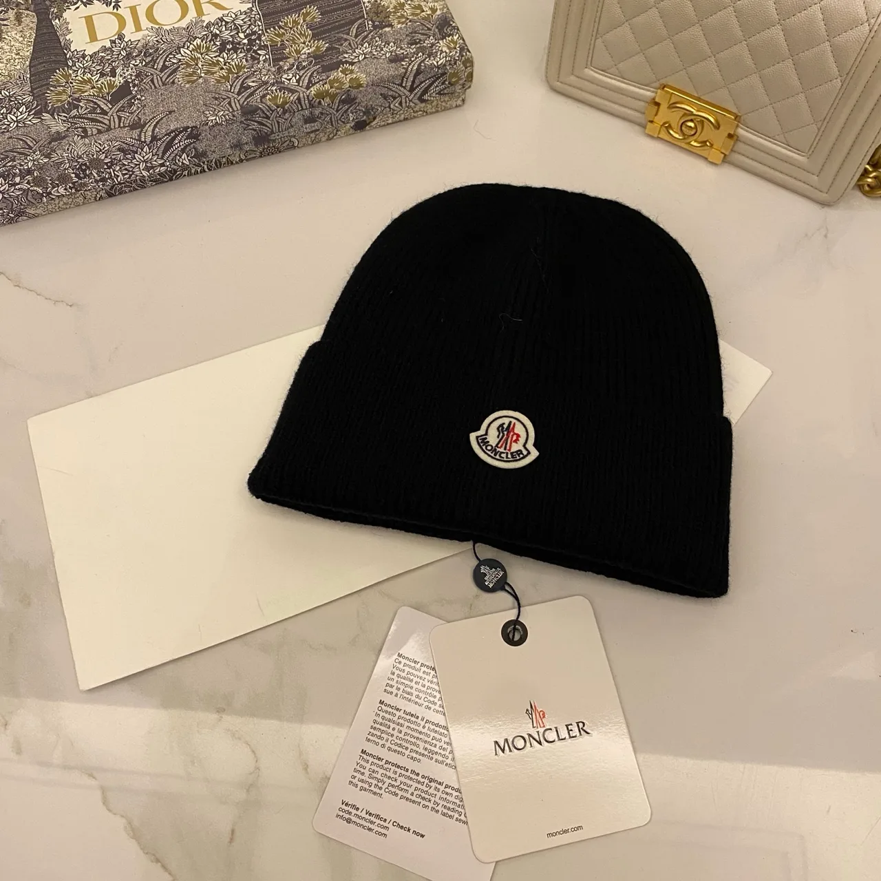 Moncler Beanie in Black & White & Tan & Grey & Red & Blue & Yellow & Orange & Pink & Cream · view 1