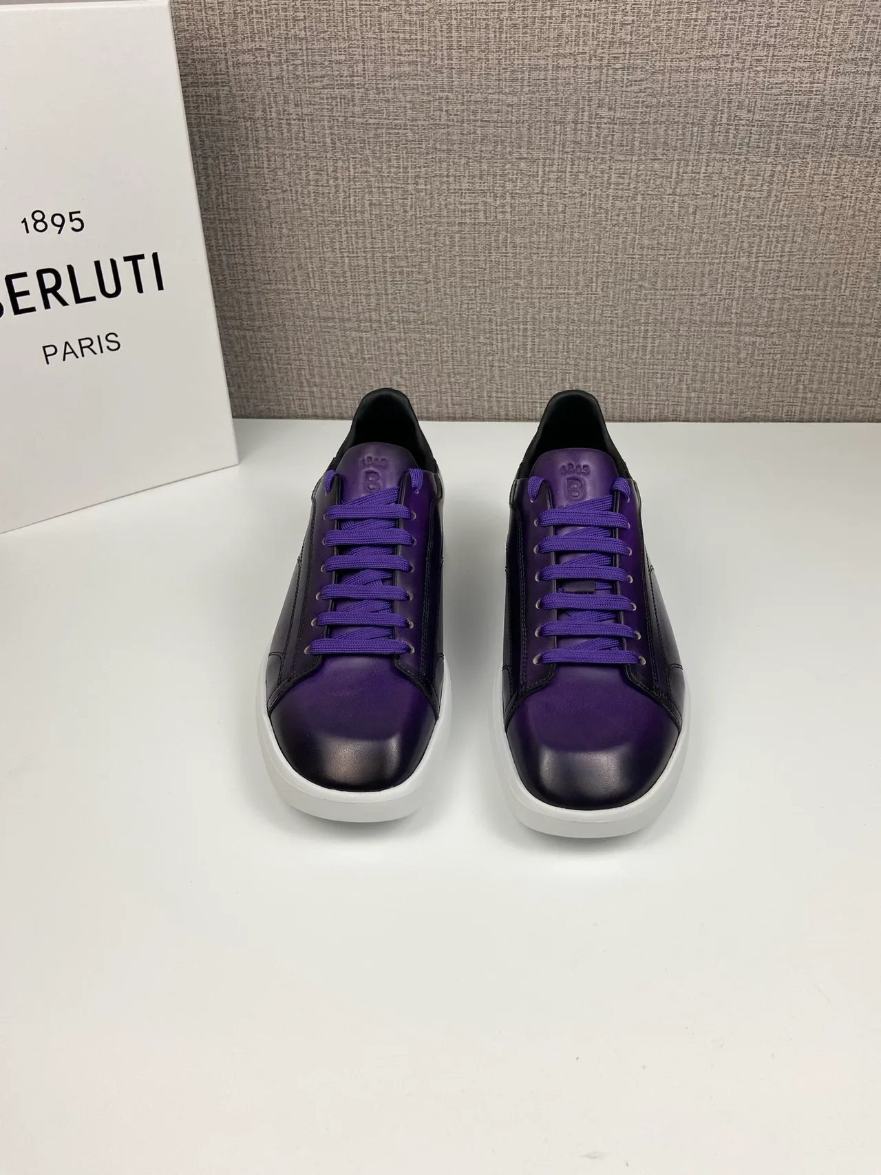 Leather Low-Top Sneakers in Purple · view 1