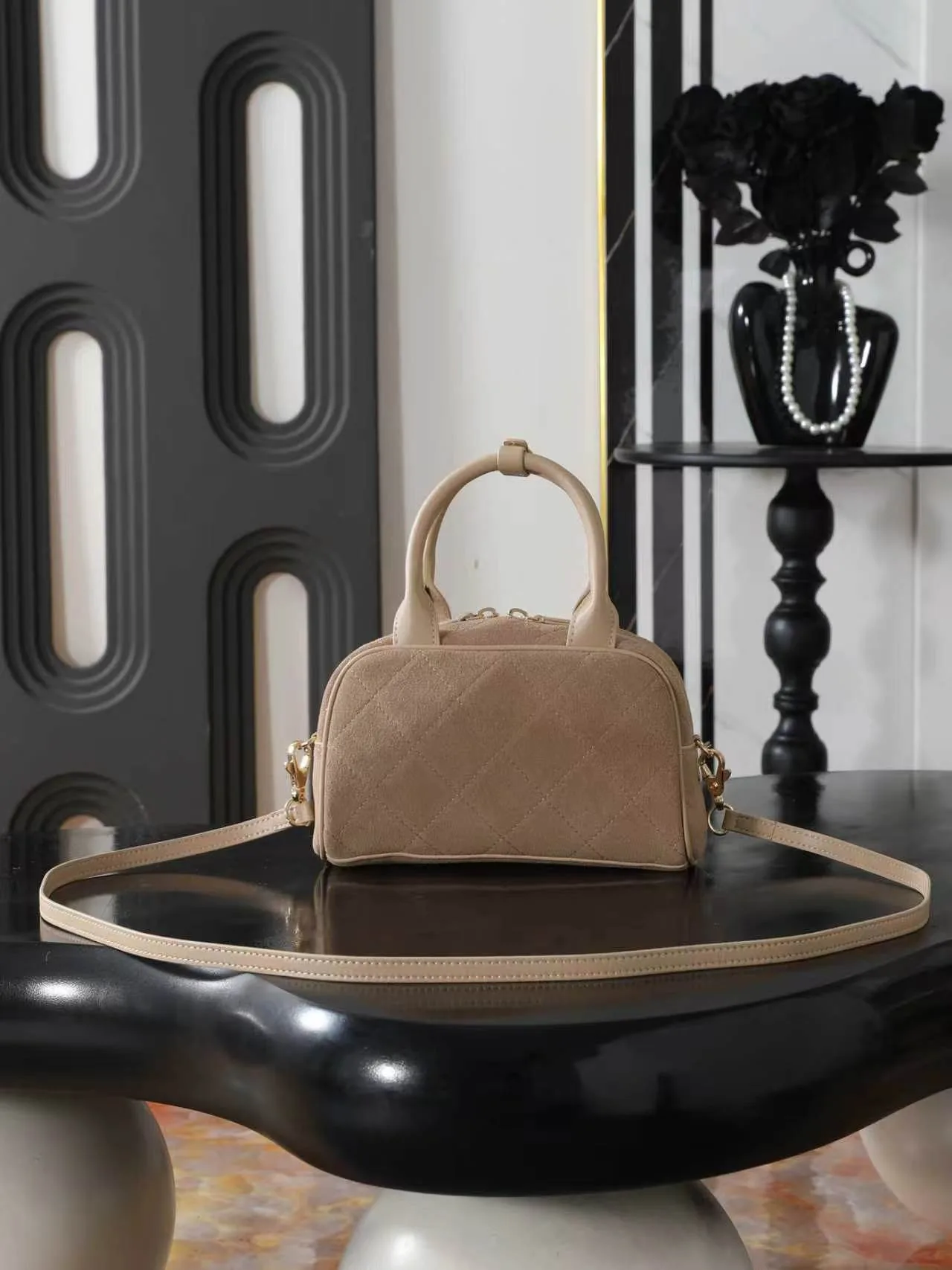 Chanel Quilted Top-Handle Bag in Beige · view 2