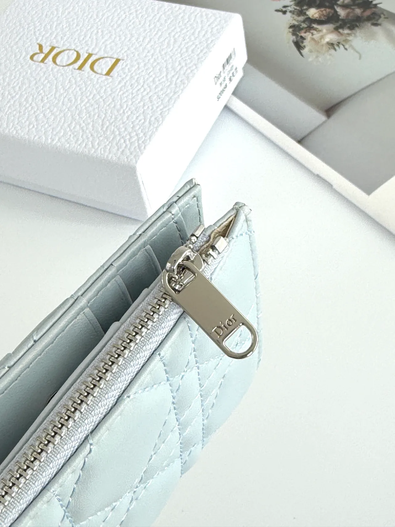 Dior Lambskin Quilted Wallet in Blue · view 4