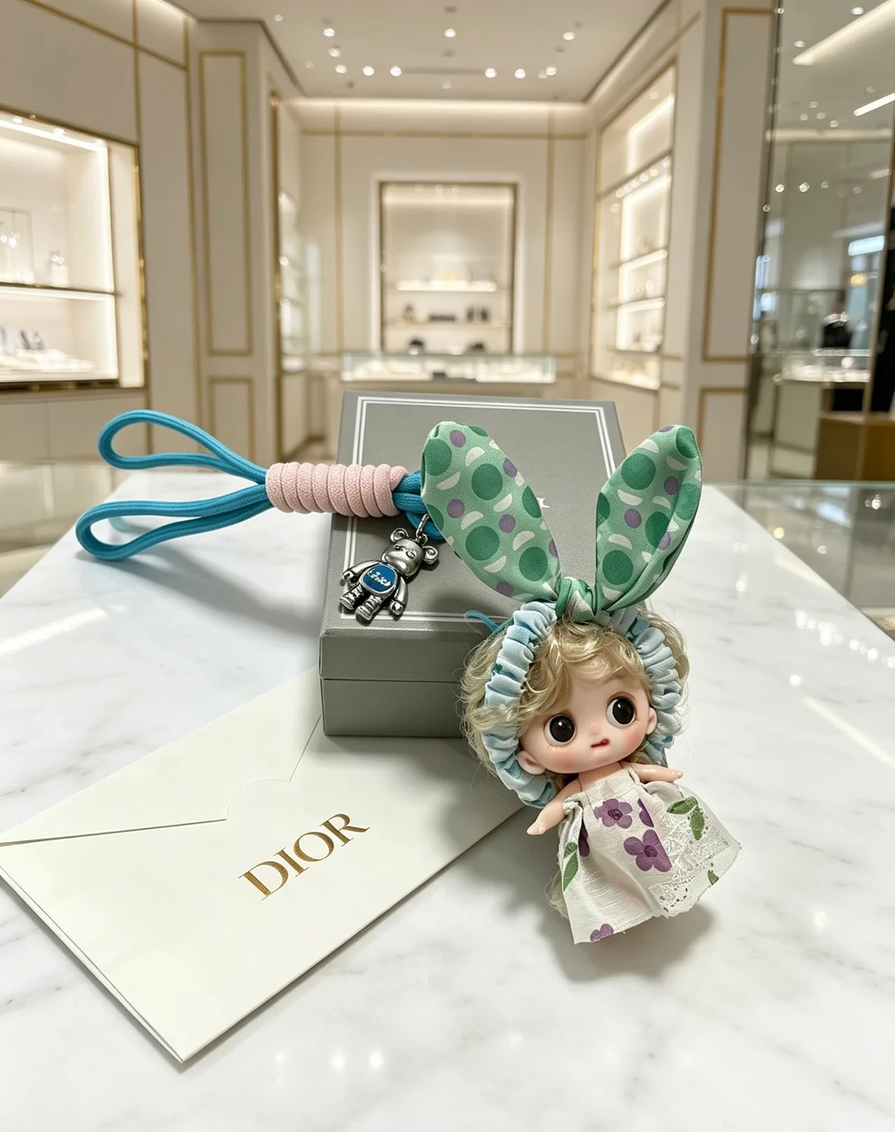 Dior Bunny Doll Bag Charm in Green · view 8
