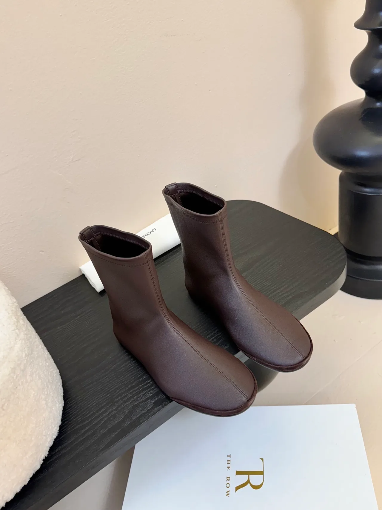 The Row Sheepskin Round-Toe Boots in Brown · view 1