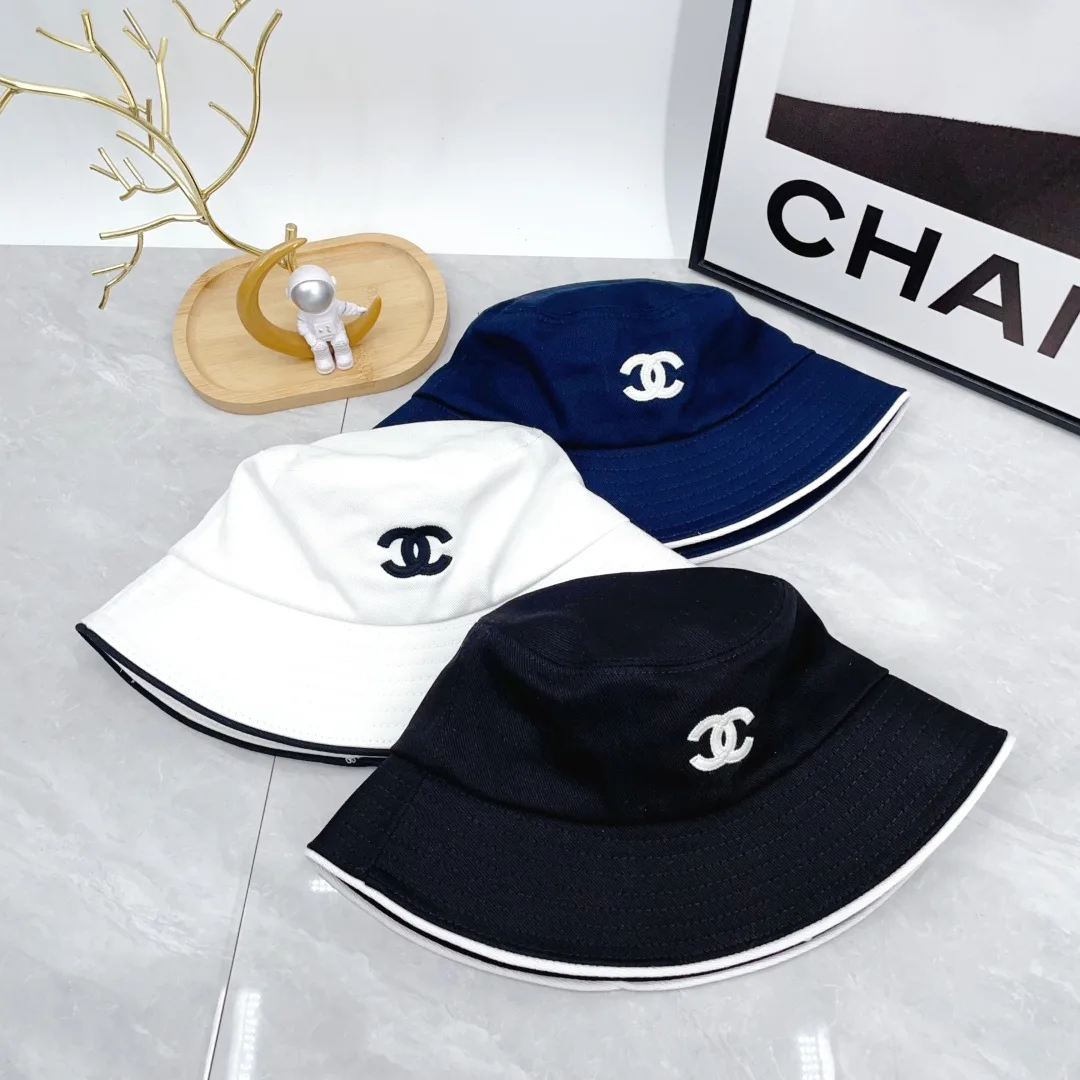 Chanel Bucket Hat in White & Blue & Black · view 2