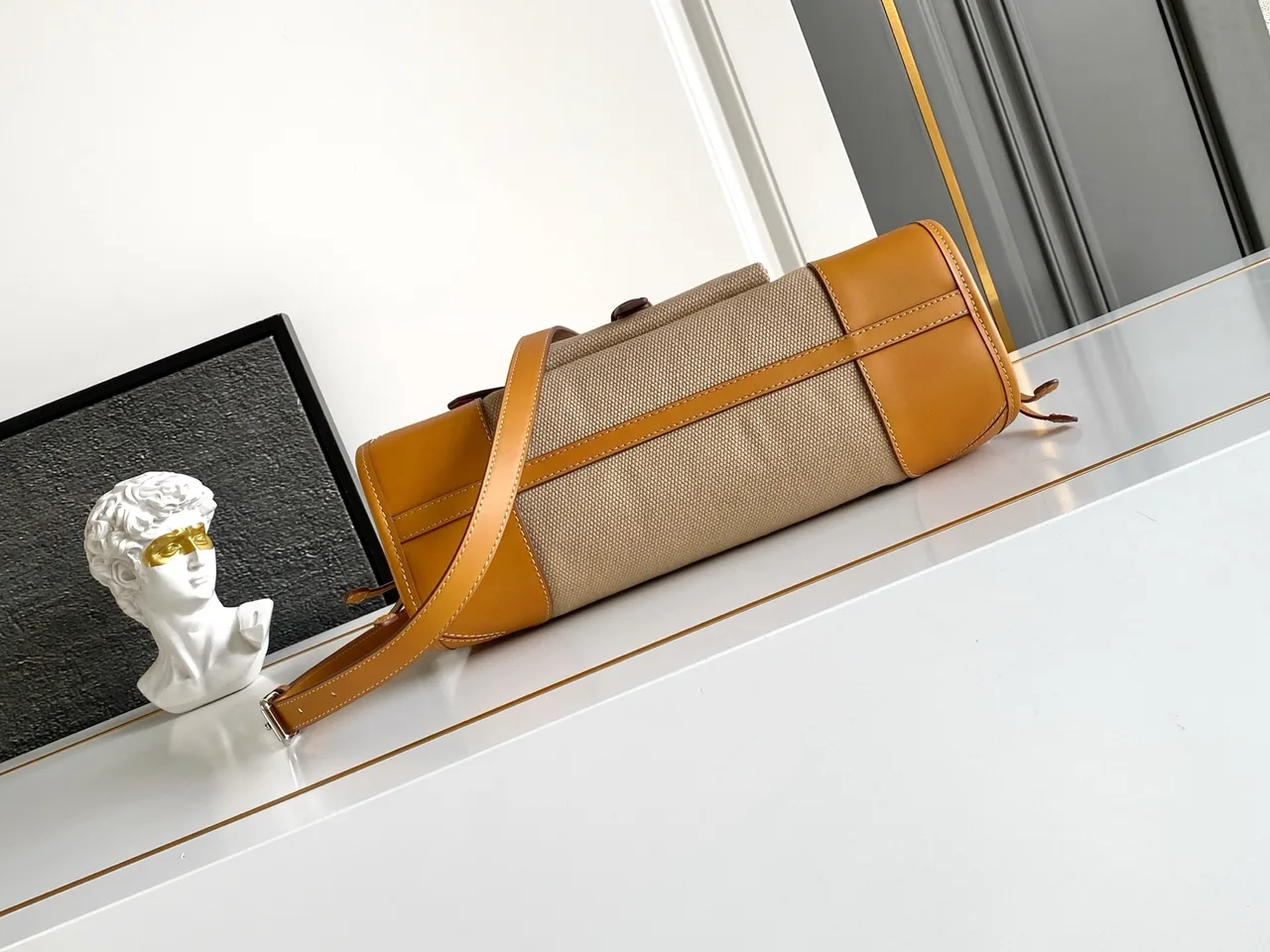 Prada Cowhide Belted Tote in Beige · view 4