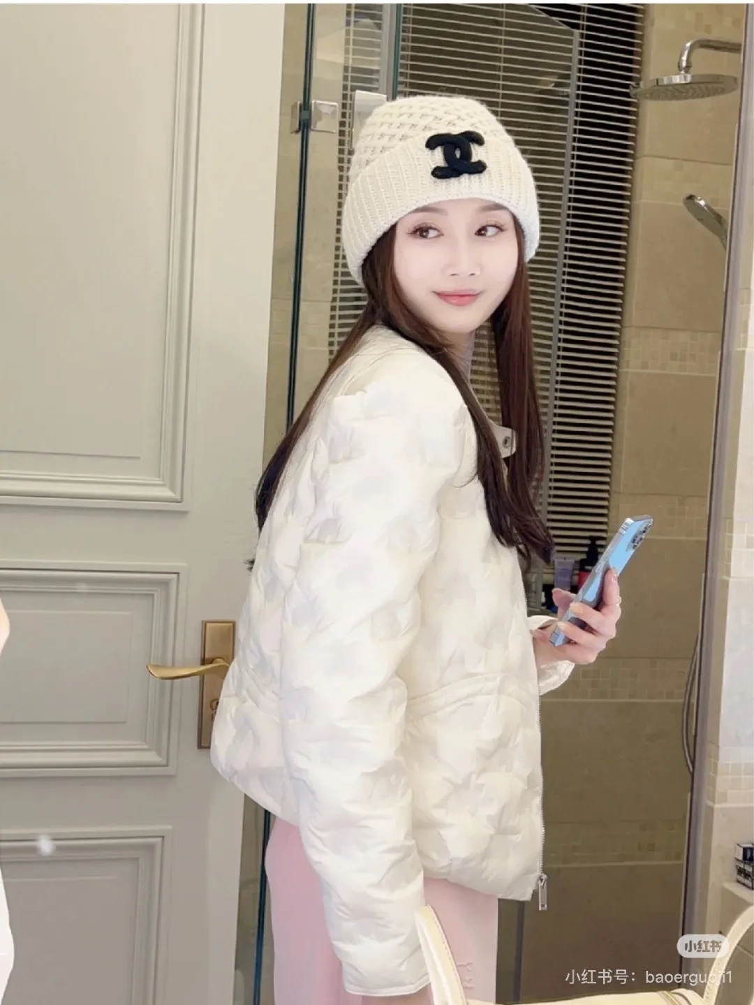 Chanel Wool CC Knit Beanie in White · view 2