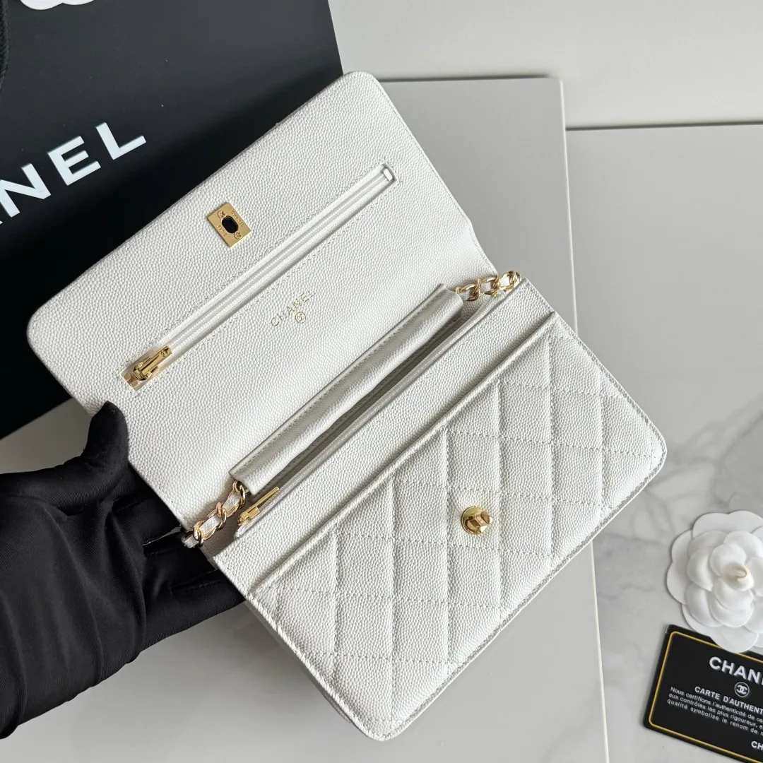 Chanel Calfskin Quilted Clutch in White · view 7