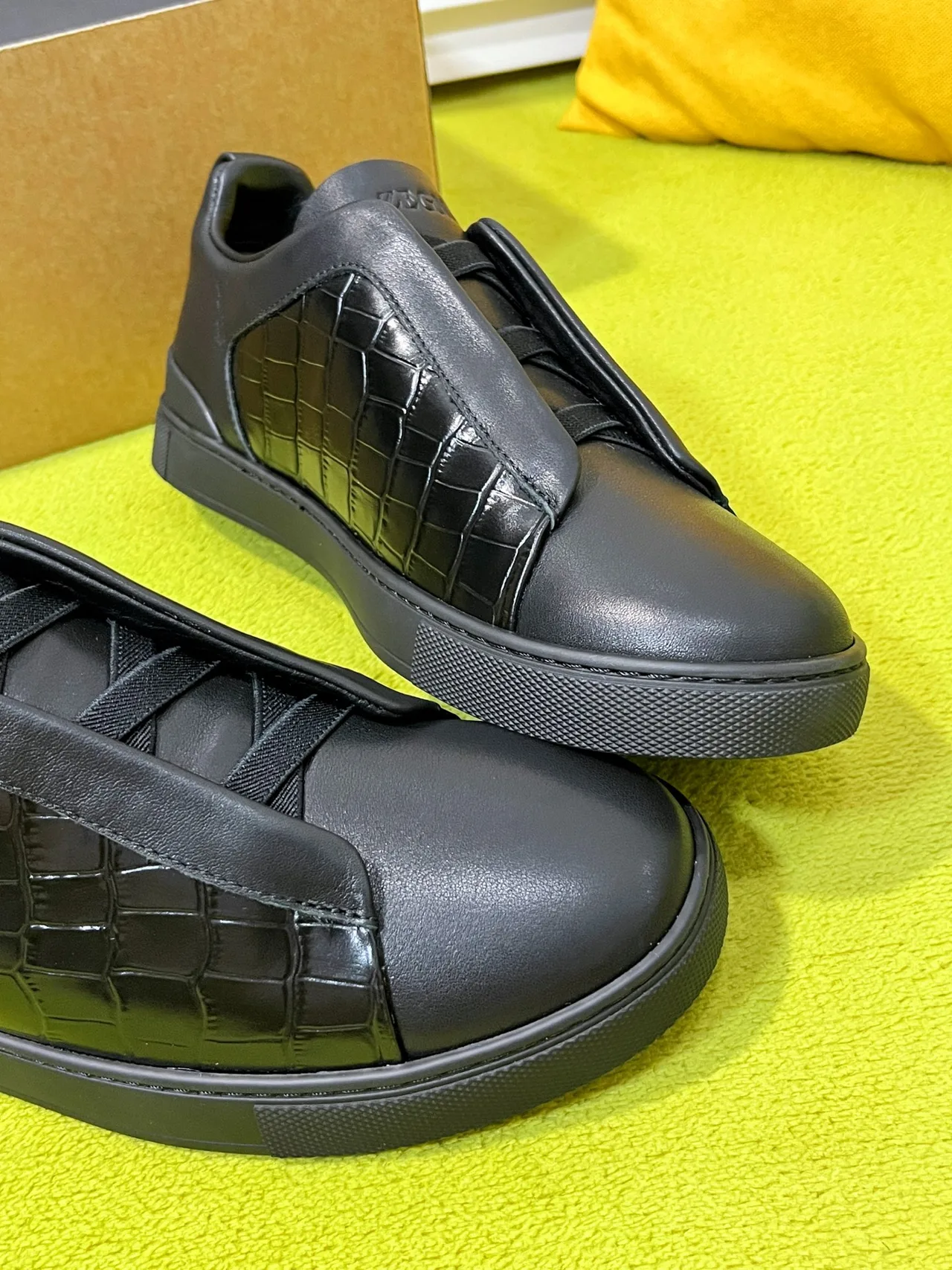 Zegna Triple Stitch Sneakers in Black · view 7