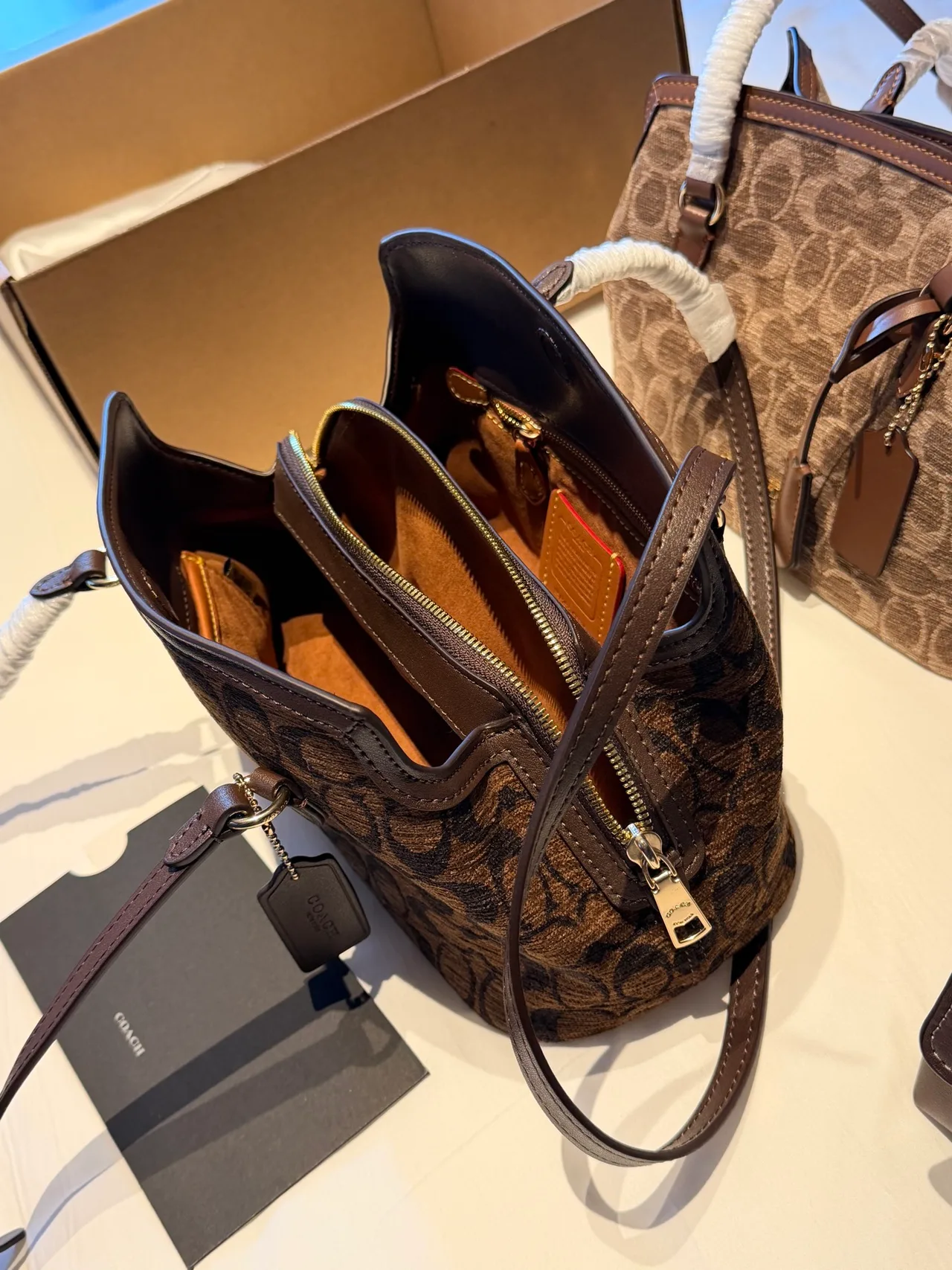 Coach Smooth Zip Satchel in Brown · view 8