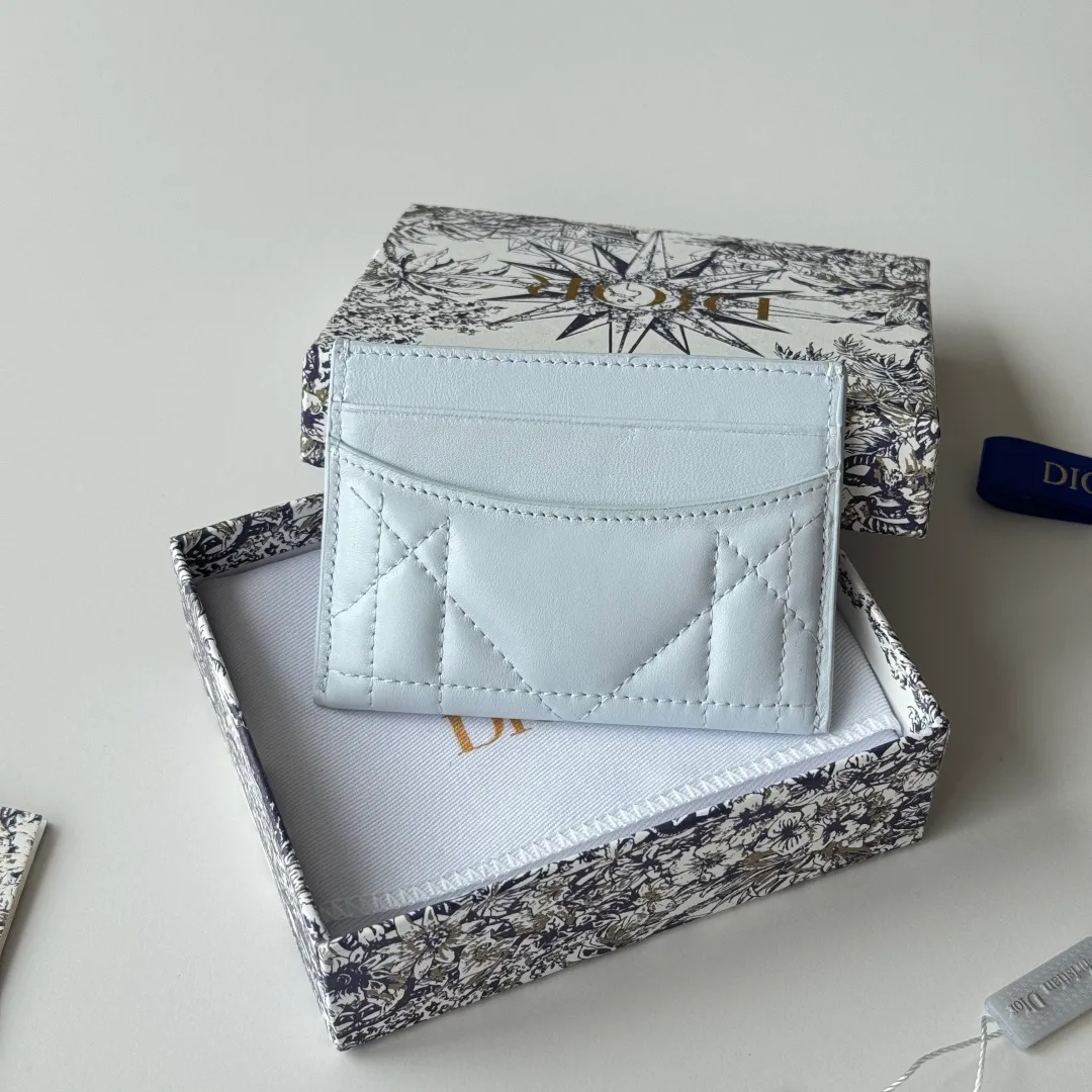 Dior Lambskin Quilted Cardholder in Blue · view 3