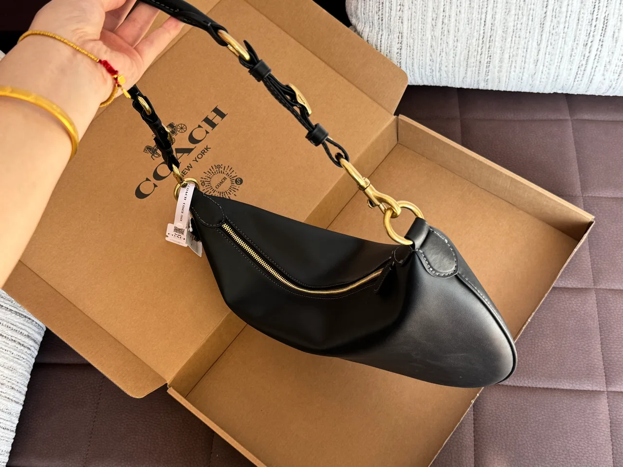 Coach Smooth Shoulder Bag in Black · view 2