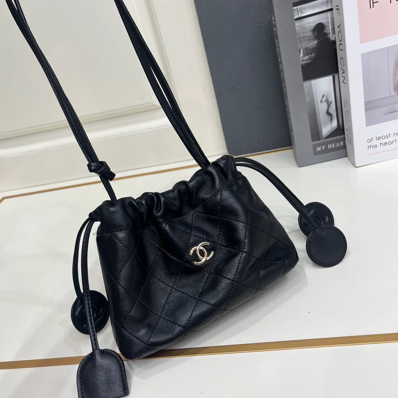 Chanel Quilted Glossy Crossbody Bag in Black · view 5
