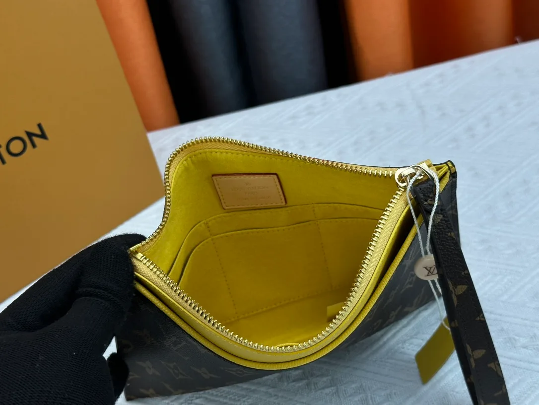 Louis Vuitton Calfskin Wristlet Pouch in Brown · view 8